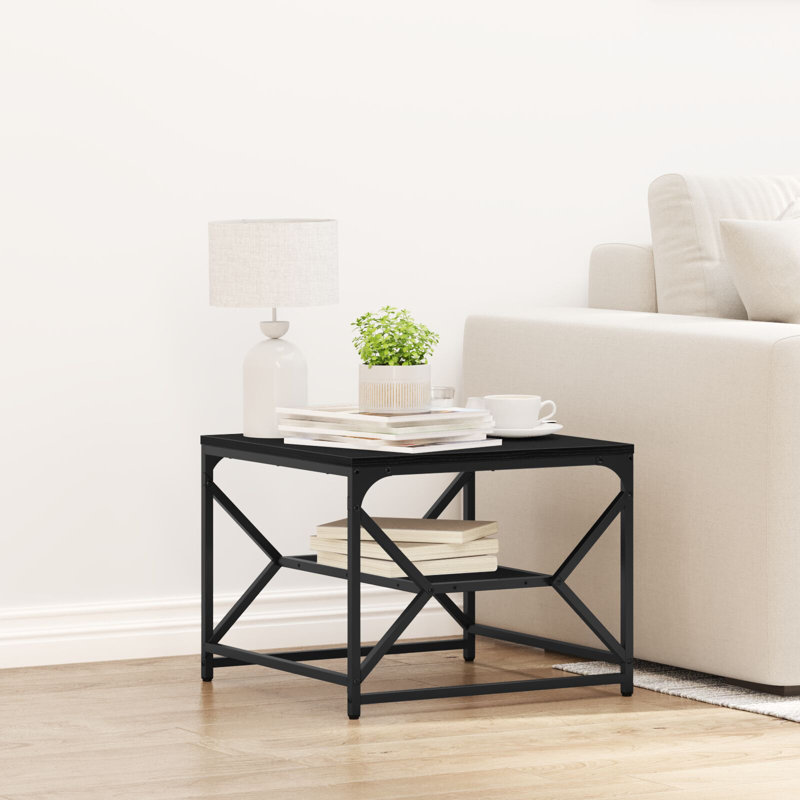 Coffee Table with Storage, Black Oak