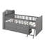 Lit simple mezzanine bas avec tête de lit en forme de maison, lit plateforme en bois avec tiroirs de rangement-526767324