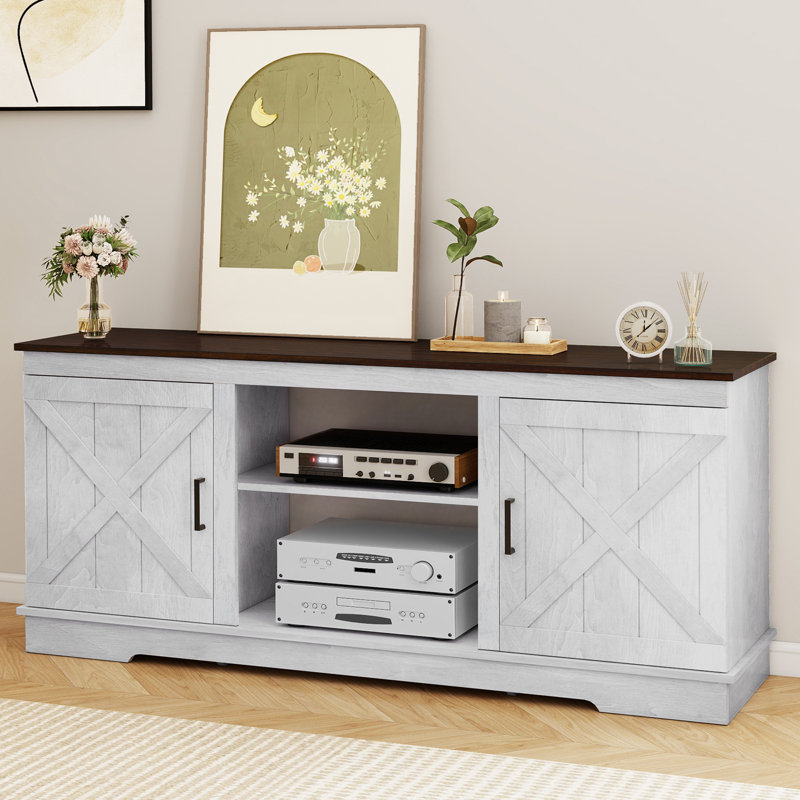 Buffet latéral une pièce Maddage, White&Espresso Wood