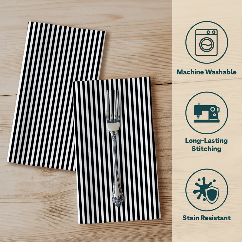 Stripes 18" Napkins, Black