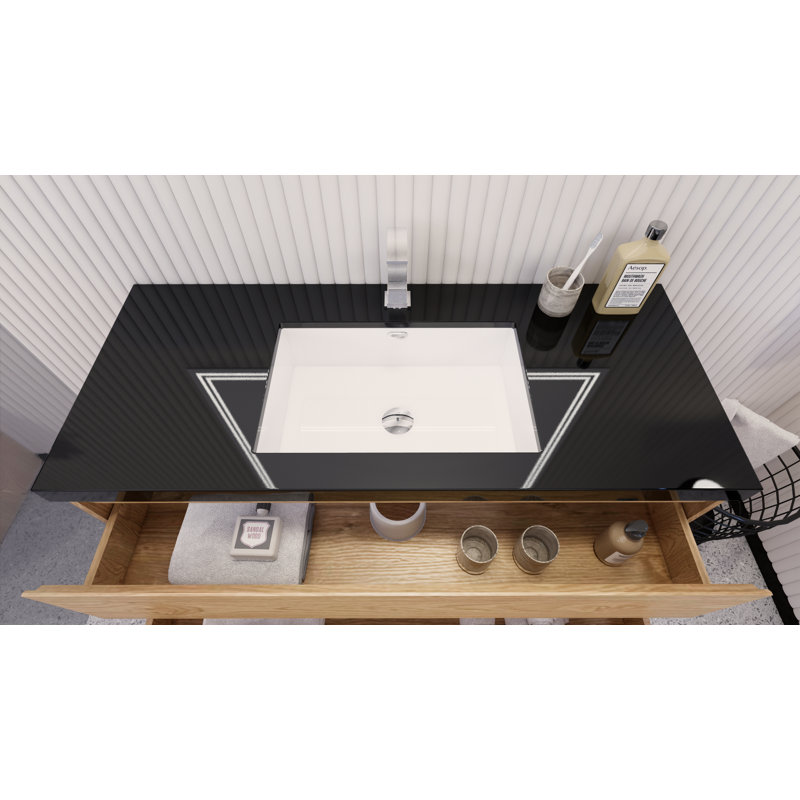 Santrice 47'' Single Bathroom Vanity with Acrylic Top, New England Oak