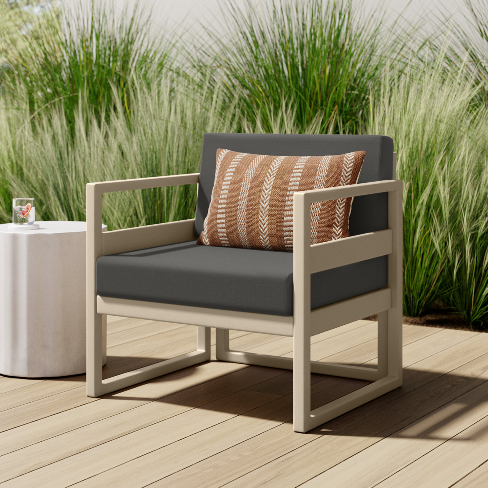 Lane Outdoor Lounge Chair, Taupe, Charcoal