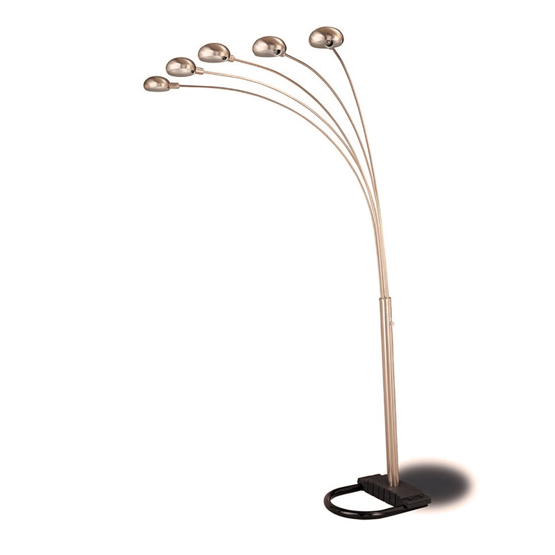 Lampe sur pied avec abat-jour courbé, Argent argent