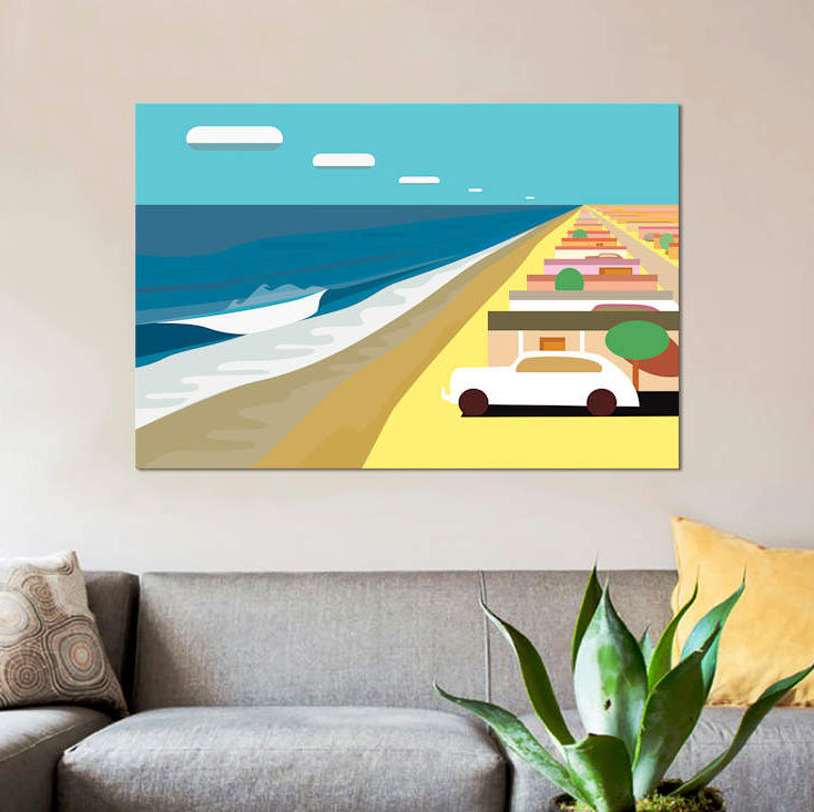 « fêtes camp », reproduction sur toile, H 8 po x l 12 po x P 0,75 po, Toile tendue, Pas de tapis