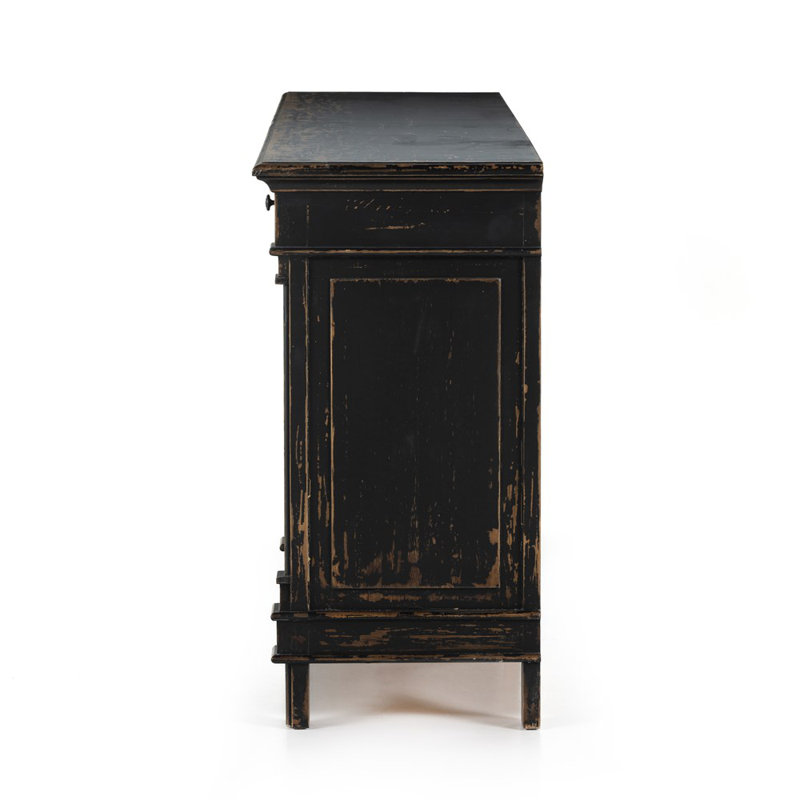 Marjorie 96.25'' W Solid Wood Sideboard, Distressed Black