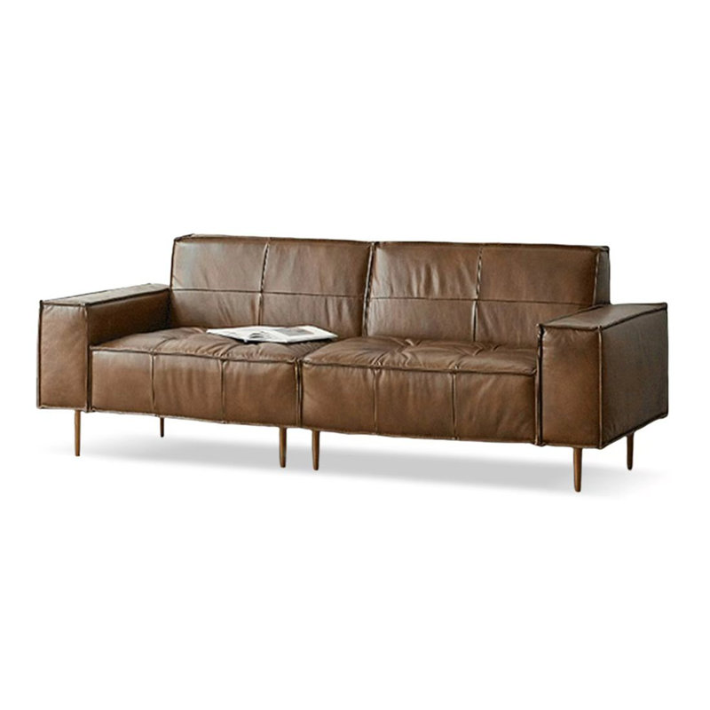 Canapé modulaire brun en similicuir, 3, H 31,5 po x l 94,49 po x P 35,43 po