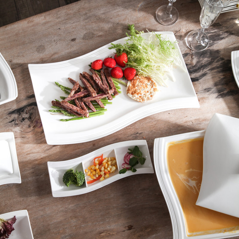 MALACASA Porcelain Platter, Ivory White