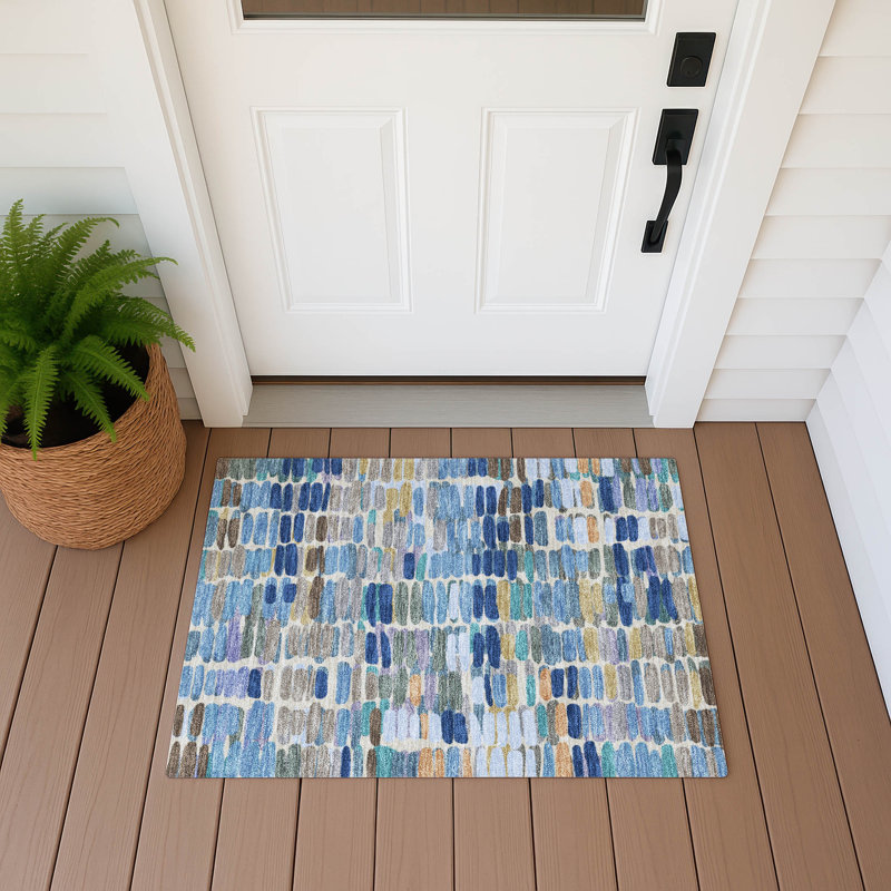 Machine Washable Indoor/Outdoor Chantille ACN2349 Abstract Rug, Rectangle 1'8" x 2'6"