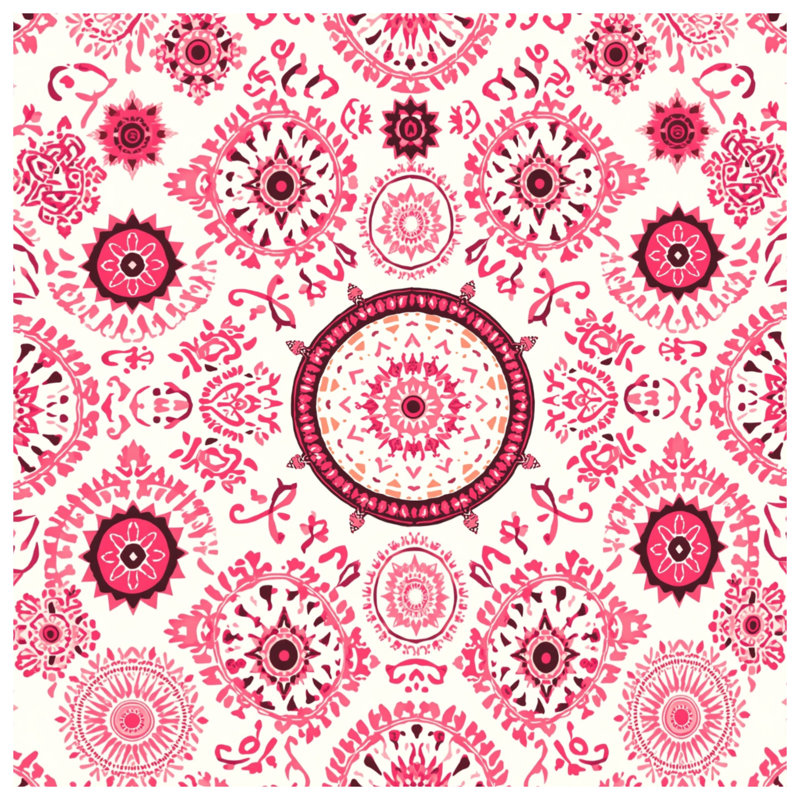 Tapis de bain rose à motif mandala, L 34 po x L 21 po