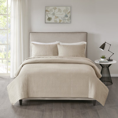 Otto Khaki Plaid Reversible 3-Piece Full/Queen Quilt Set
