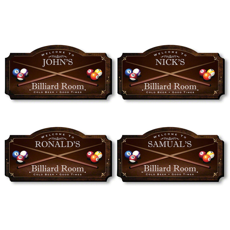 Décoration murale personnalisée en bois gravée sur mesure pour salle de billard - Swineford, Oui