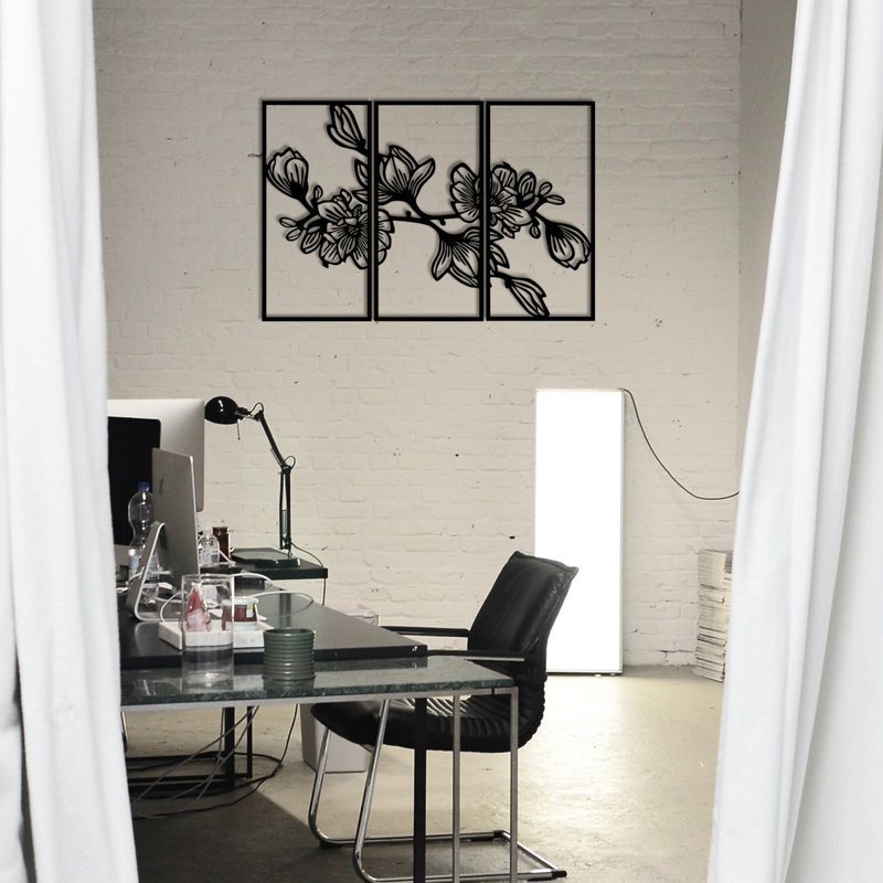 Décoration murale élégante en métal noir, 38,6 po x 25,6 po | Fabrication 100% métal, épaisseur: 0,05 pouce | Parfait pour le salon, le bureau et la chambre à coucher, design durable et accrocheur