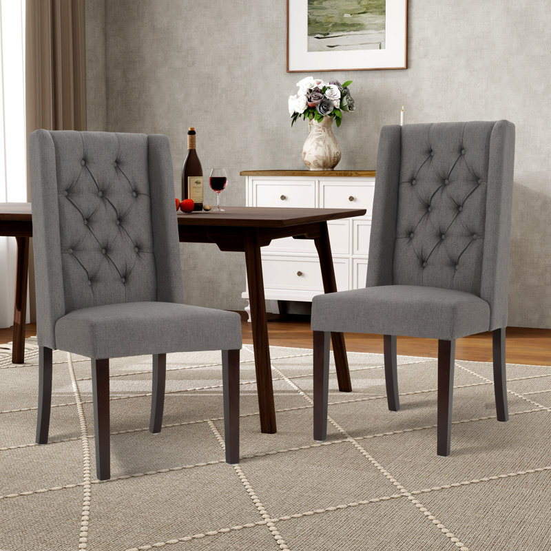 Chaise rembourrée à oreilles 21,23 po, Gris foncé