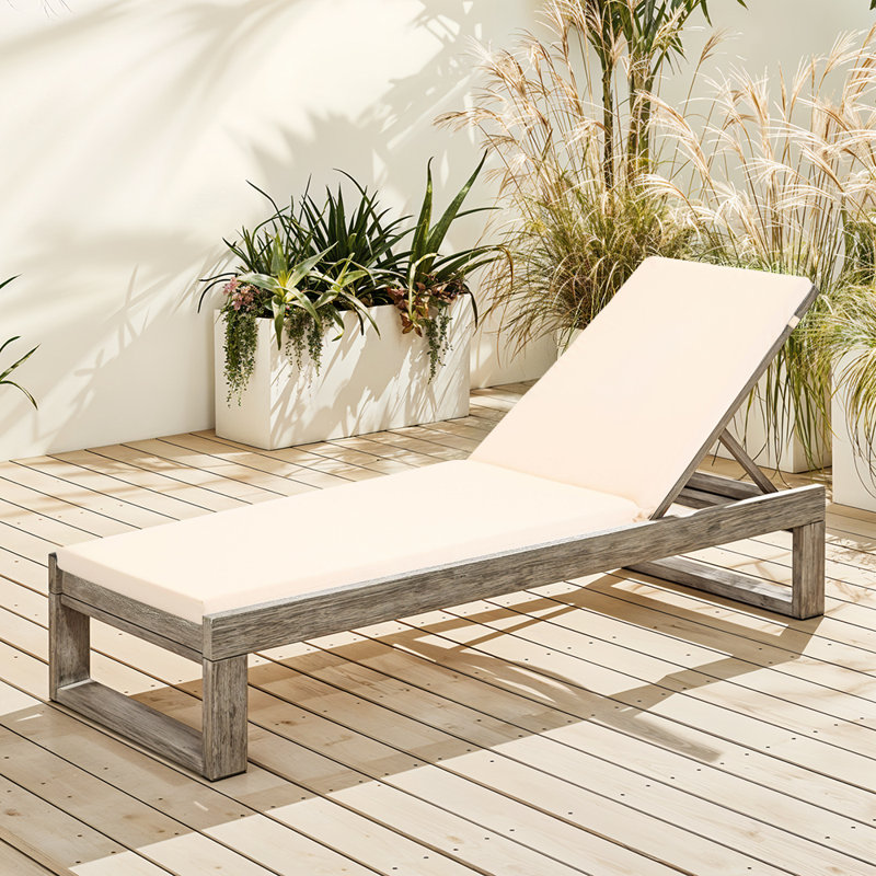Outdoor Sun Lounge Cushion, White Beige