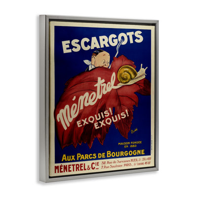 Cadre flottant rétro avec publicité Escargots, design par Marcus Jules