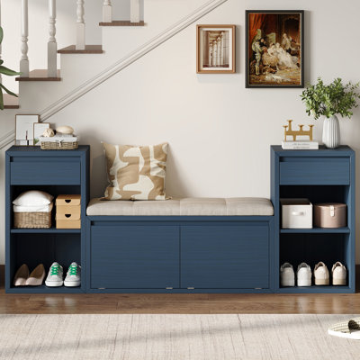 Banc de rangement étroit pour chaussures avec siège à coussin