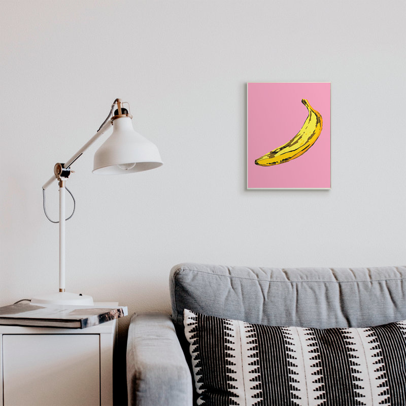 Banane rose pop tropical amusant minime fruit, Plaque murale, H 15 po x l 10 po