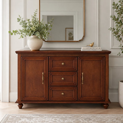 Buffet 47,3 po Mid-Century avec 2 portes, 3 tiroirs et tablettes de rangement