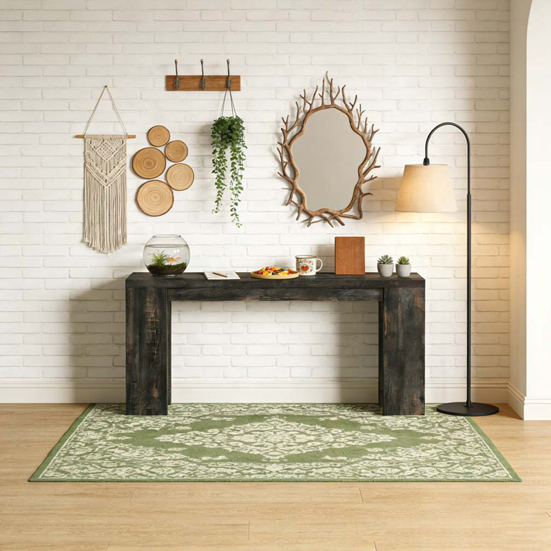Farmhouse Wood Sofa Table Entryway Table, Black
