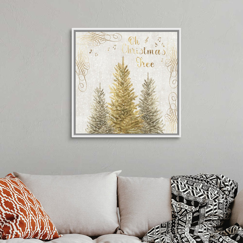 Oh Christmas Tree - reproduction d'art sur toile, H 32 po x l 32 po x P 1,75 po, Cadre blanc
