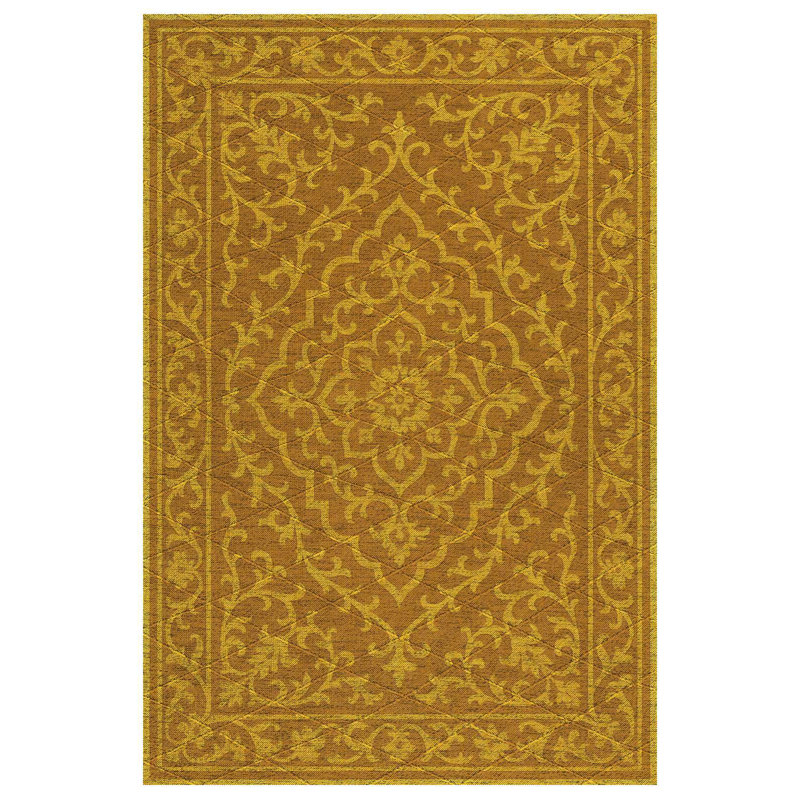 Medina Collection Digital Print Cotton-Polyester Yellow Oriental Rug, Runner 4' x 14'10"