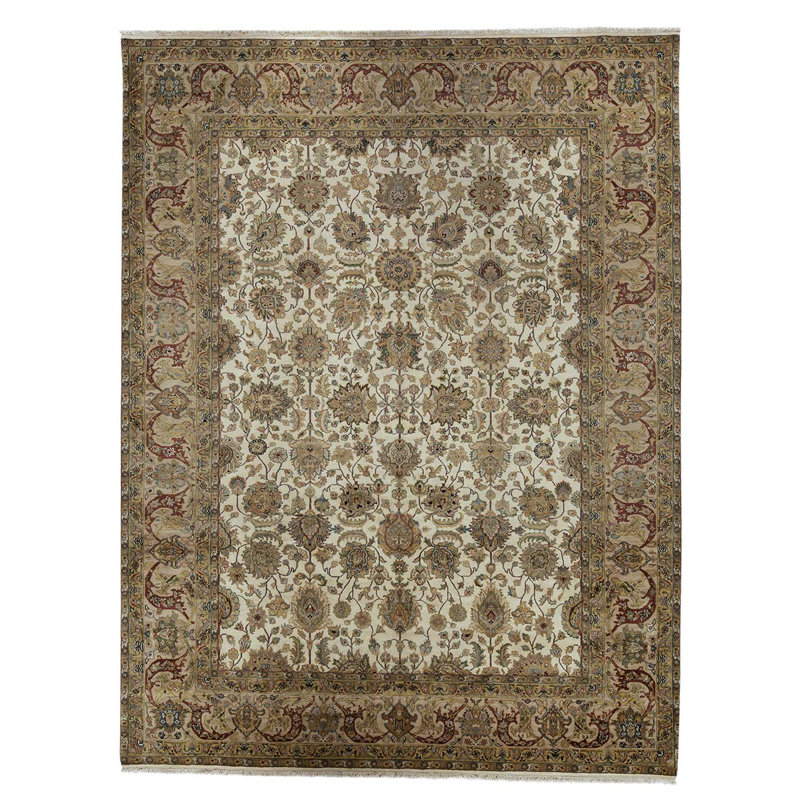 Wool Oriental Area Rug in Cream