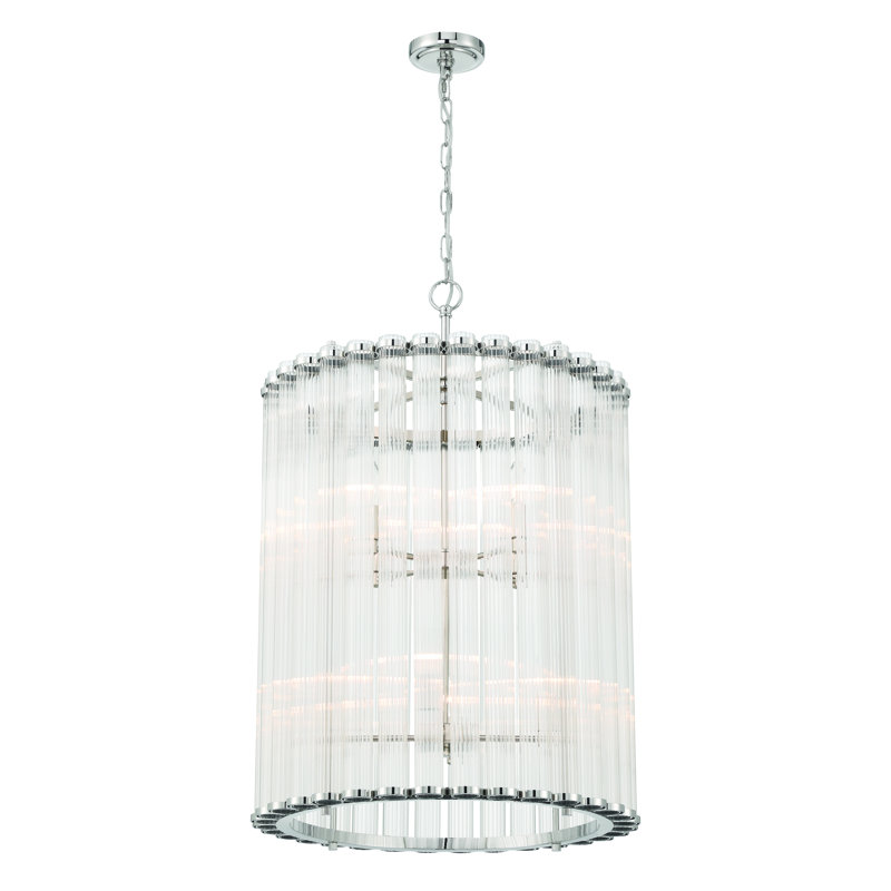 Lustre à 8 lumières Glacbury, Nickel satiné