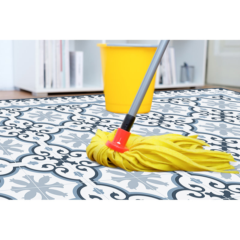 Elsien Vinyl Machine Printed Area Rug, Rectangle 5'10.9" x 9'2.2"