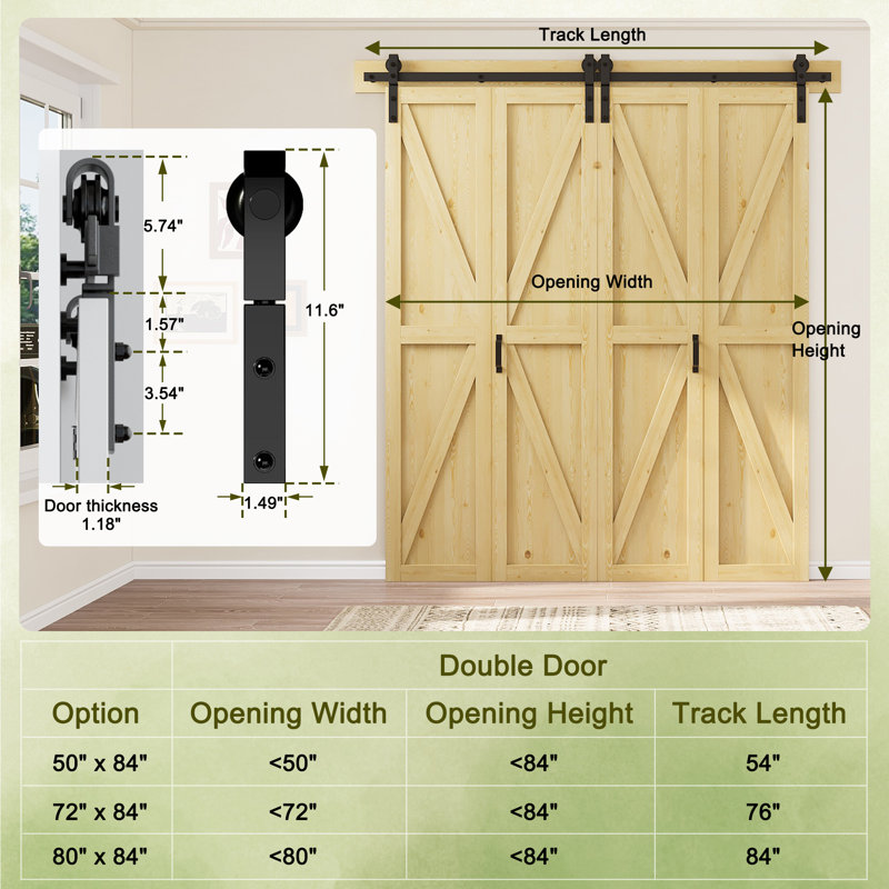 Porte de grange pliante K / Plank 84 po H 84 po, Jaune, 72 po x 84 po, K Shape