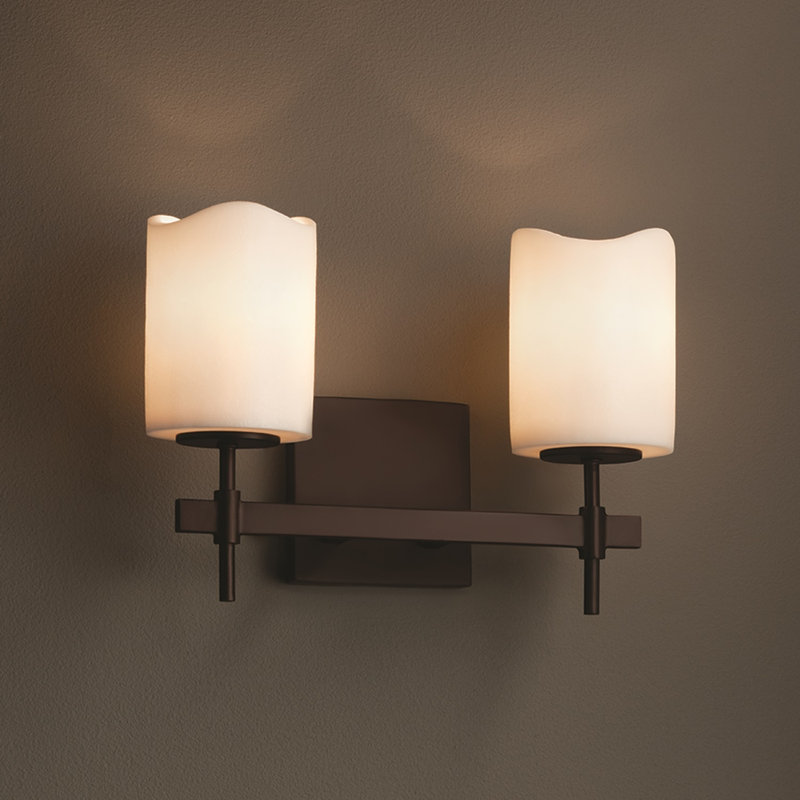 Éclairage pour meuble-lavabo 2 lumières Burdette, Crème, Bronze foncé