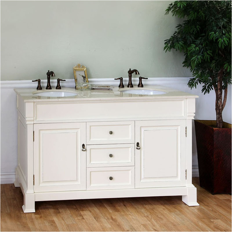 Ensemble de meuble-lavabo de salle de bain double 60 po Halliday, Blanc crème