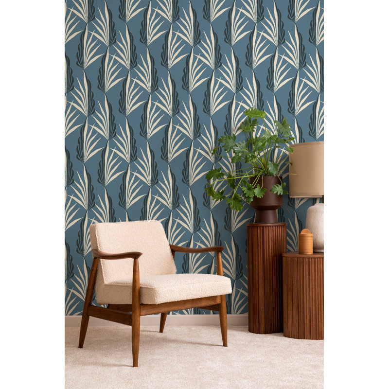 Areca Palm - Wallpaper, Blue, Non-pasted