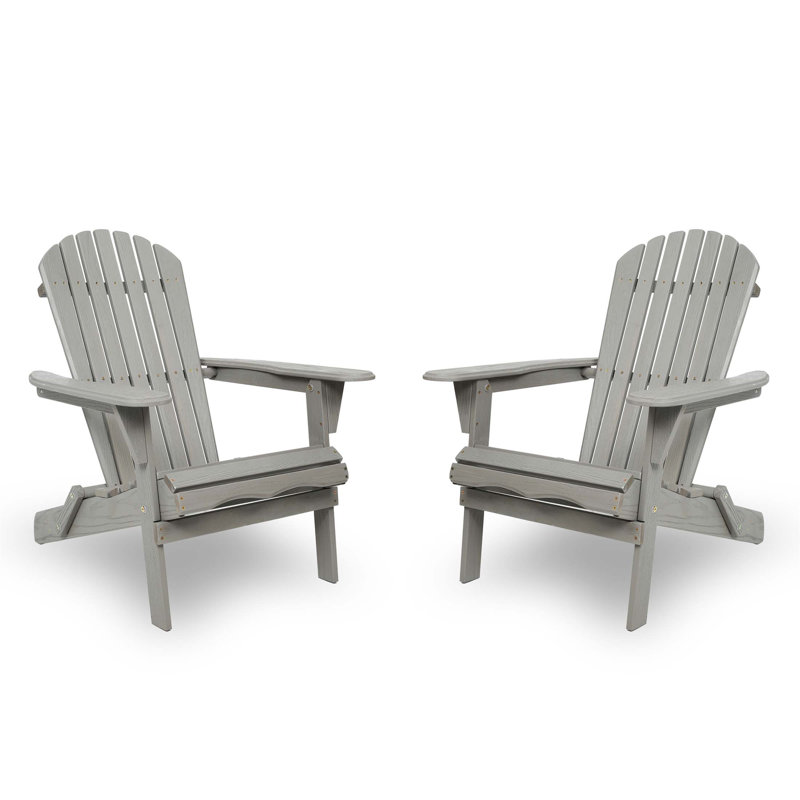 Ensemble de 2 chaises Adirondack pliantes en bois de cèdre massif avec grain gaufré pour une détente confortable en plein air