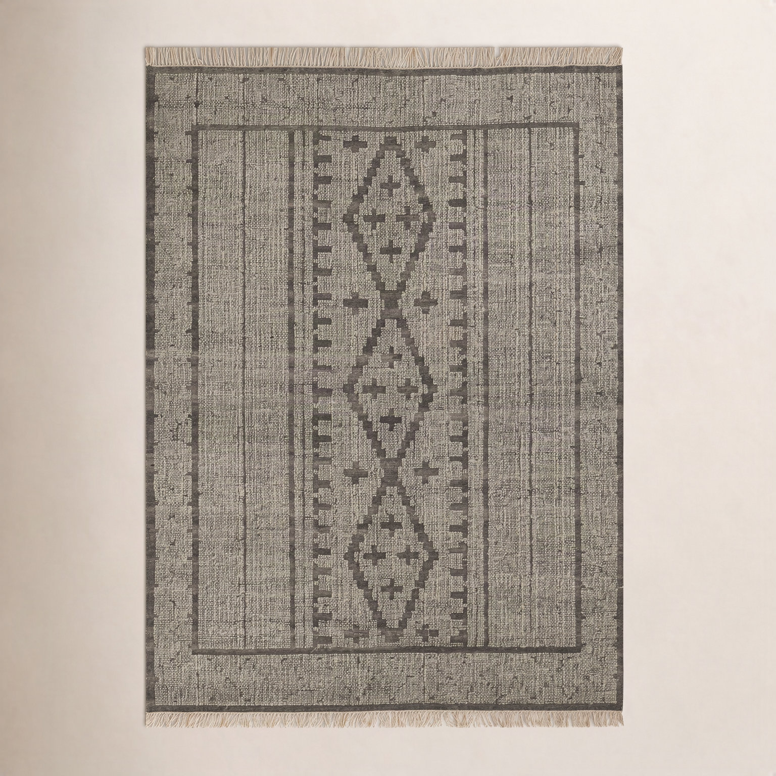 Messina Gray Brown Hand-Woven Wool Rug, Rectangle 8' x 10'