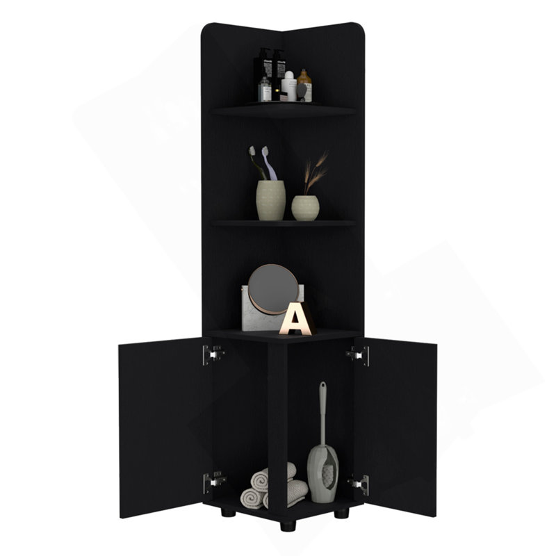 Armoire autoportante Kairatu, salle de bain, noir