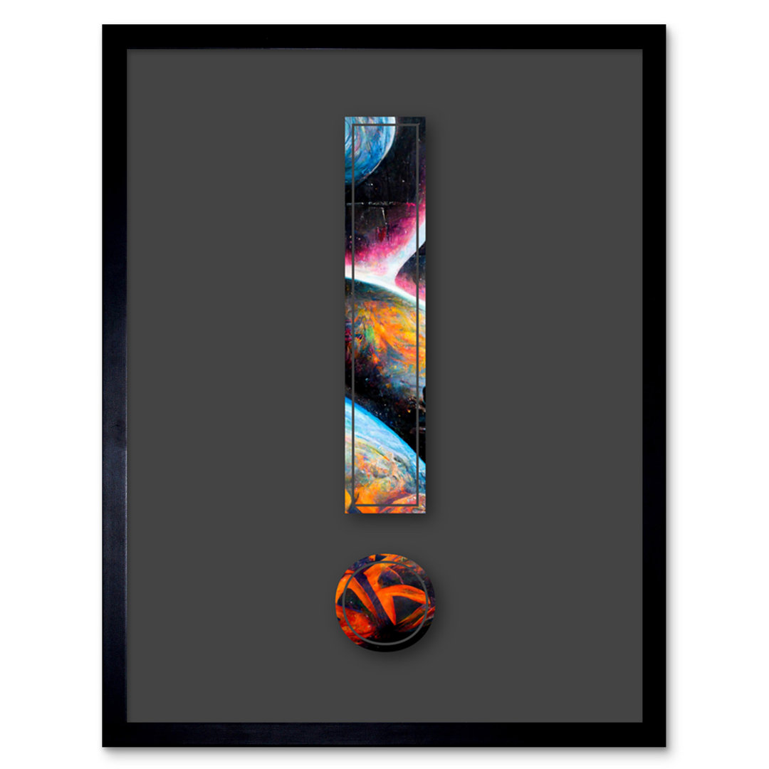 Symbol ! Exclamation Mark Point Bright Planets - Single Picture Frame Print