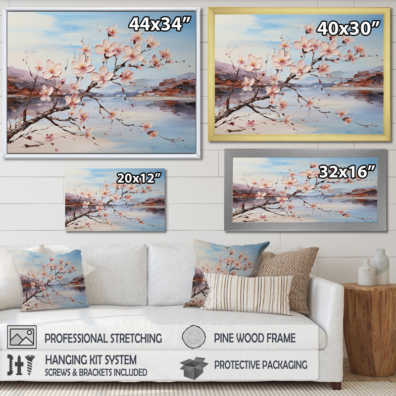 Cornouiller en fleurs sur la plage sur toile, Toile tendue, H 16 po x l 32 po x P 1 po
