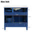 Armoire de salle de bain moderne bleue 36 "avec lavabo en céramique, fonction de fermeture en douceur réglable, quatre tiroirs pour divers articles, cadre et finition 36 、、、、、 4 、