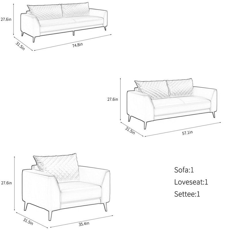 Simple modern office hotel sofa combination, Red/Orange