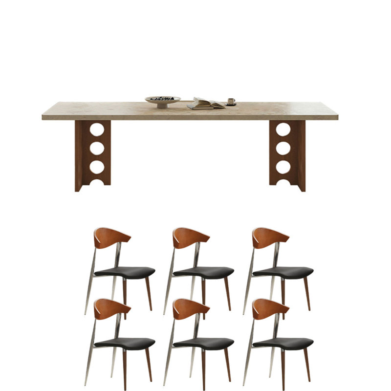 Table de salle à manger Mid-Century, 7 pièces : table, 6 chaises, H 30,3 po x l 78,7 po x P 35,4 po