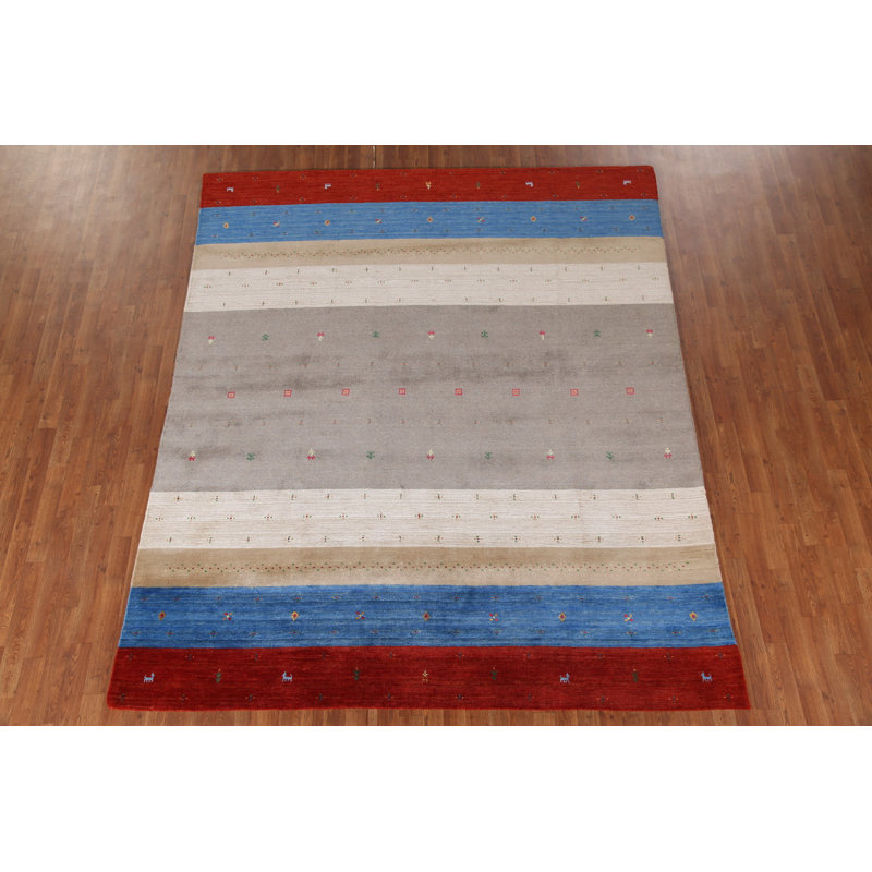 Tapis indien rayé Gabbeh 8 x 9