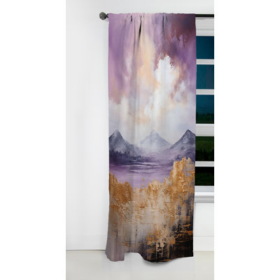 Paysage de montagne mauve et doré - rideau occultant en velours à motif de paysages abstraits - 1 panneau