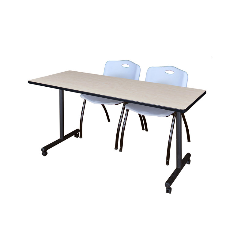 Table de formation mobile Nicklo, chaises empilables 2 M, H 29 po x L 48 po x l 24 po, Gris, Érable