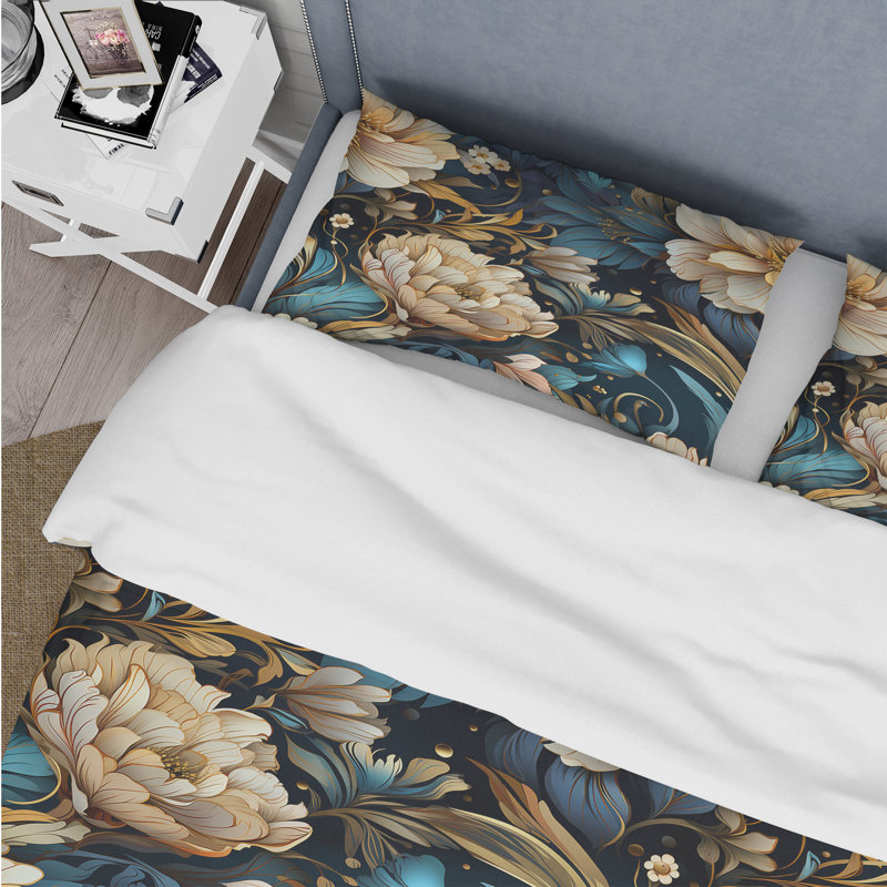 Literie motif fleurs bohème Elegance, Housse de couette simple + 1 taie décorative stan