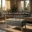 Banc de rangement avec repose-pieds avec plateau intégré et pieds en bois-711939154