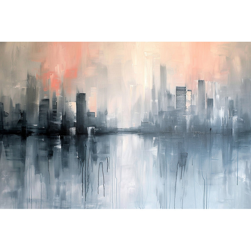 «Coral Mist Skyline», art mural sur toile tendue, H 16 po x l 24 po x P 1,5 po