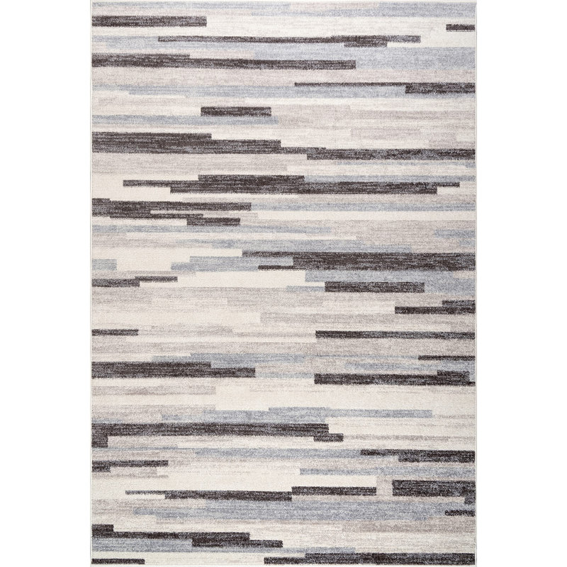Abstract Cream/Beige Area Rug, Rectangle 2'7" x 9'10"
