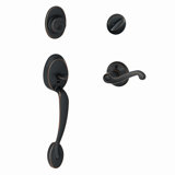 Plymouth Handleset with Deadbolt and Flair Door Lever and Rosette