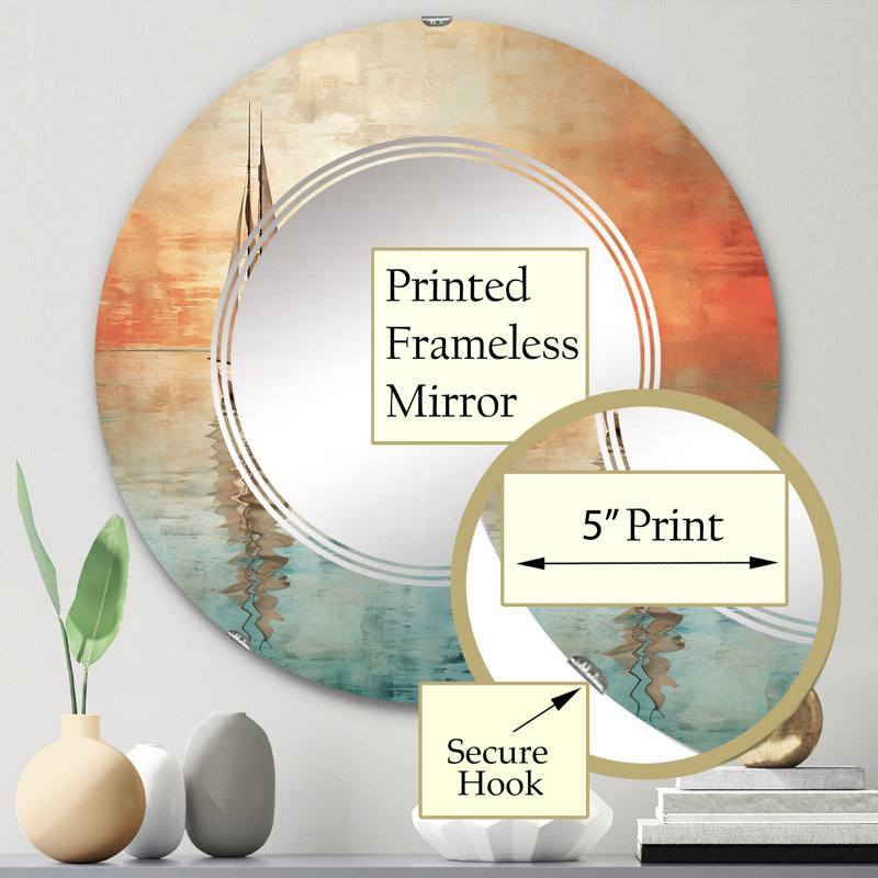 Bircotes - Miroir mural moderne rond, 24 po x 24 po