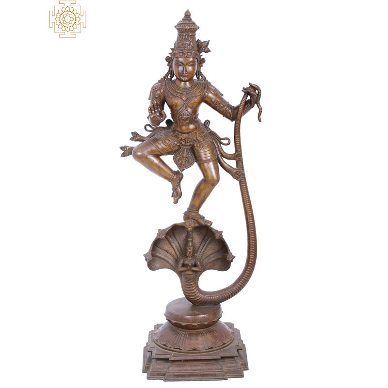 Grand bronze fin Kaliya Krishna de 48 po